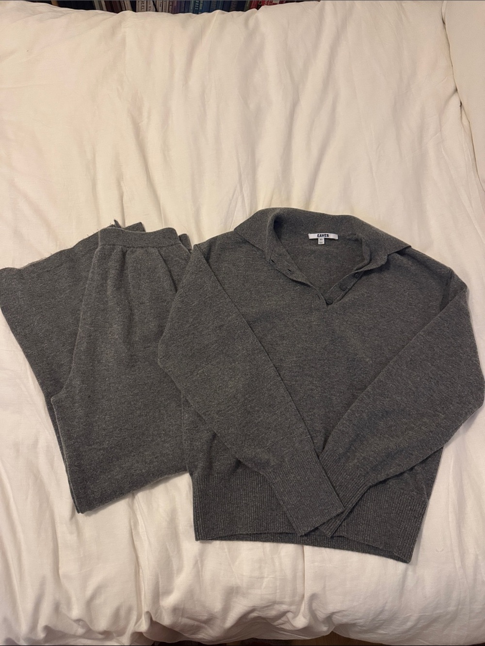 Revolve - Eaves Charcoal Gray Knit Polo Sweater Set